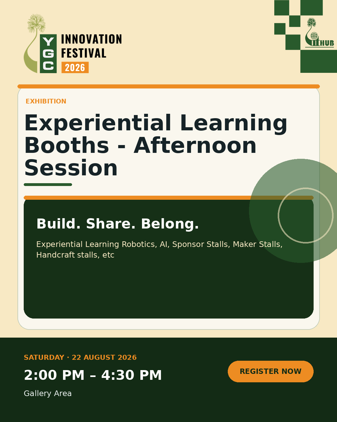 Poster for Experiential Learning Booths - Afternoon Session