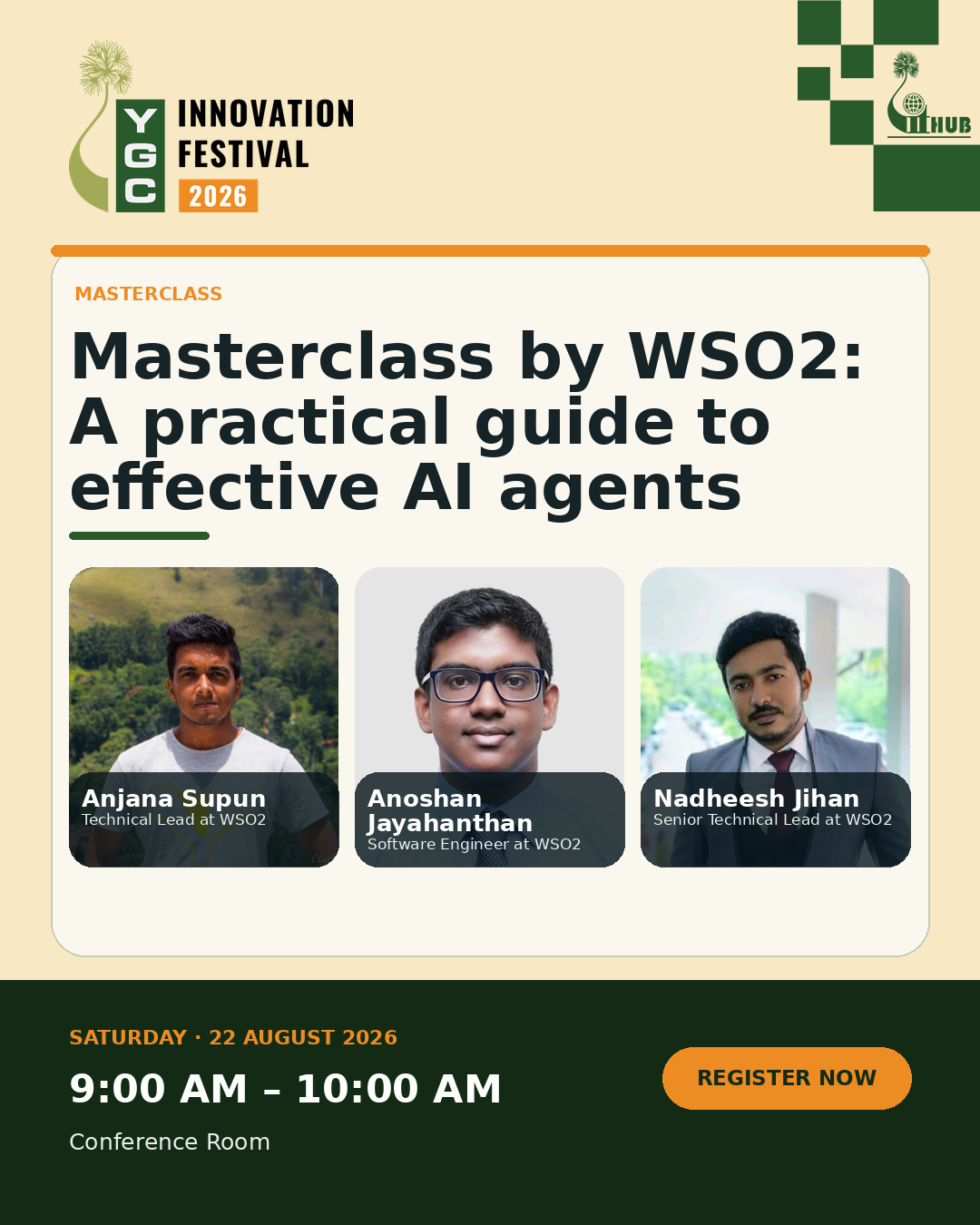 Poster for Masterclass by WSO2: A practical guide to effective AI agents