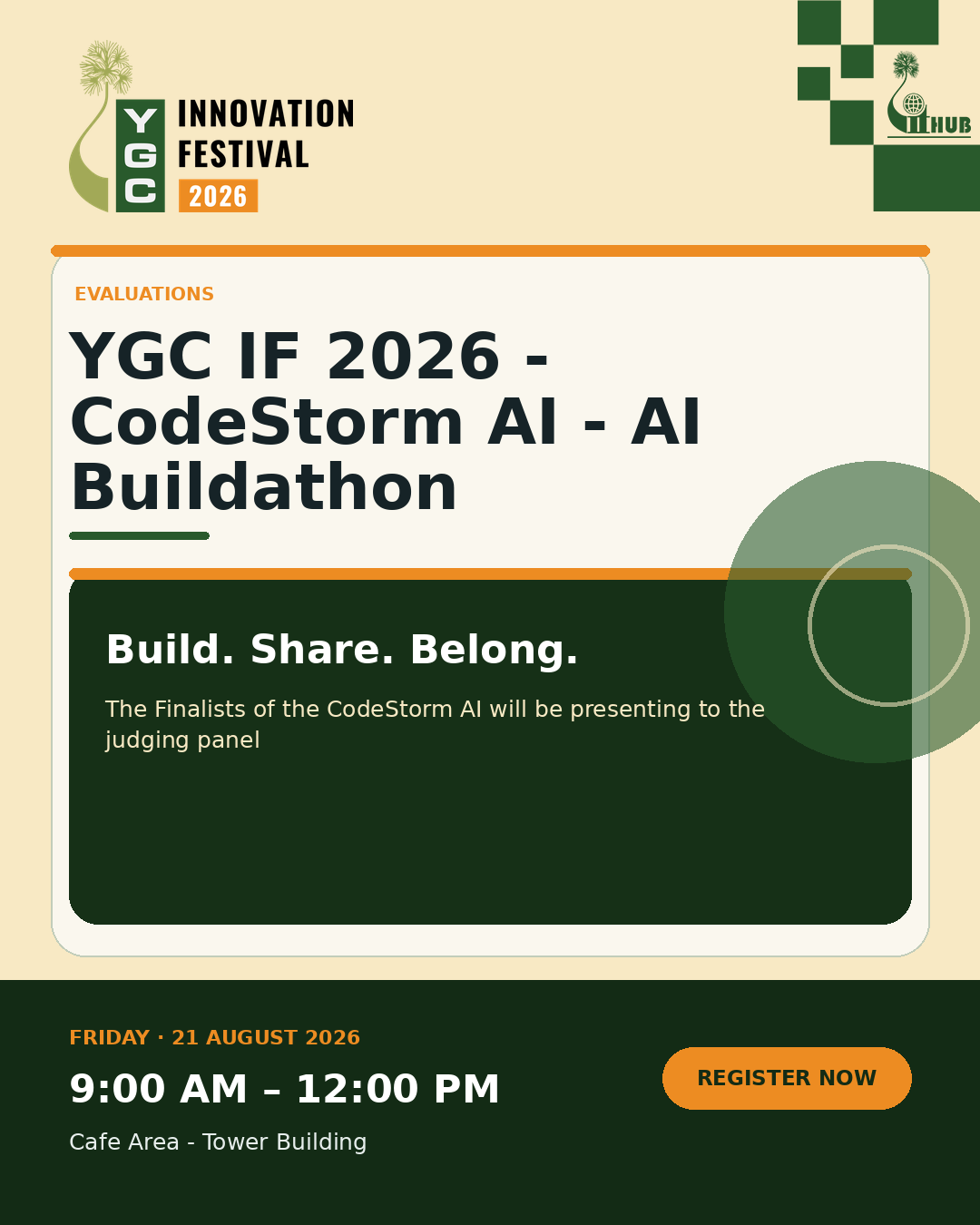 Poster for YGC IF 2026 - CodeStorm AI - AI Buildathon
